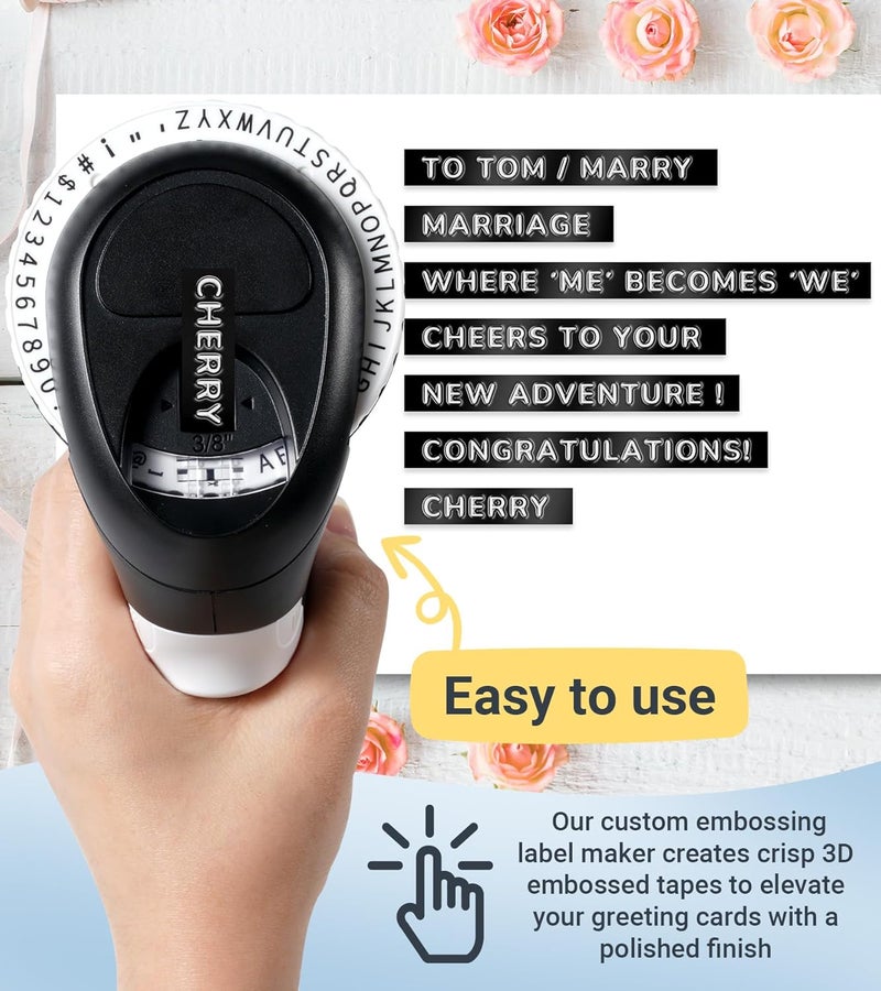 EazeID Embossing Label Maker, Vintage Embossed Label Maker Machine with Tapes 9mm, Scrapbook Supplies Junk Journal Kits, Manual Retro Old School Embosser Labeler for Home Office DIY Crafts & Scrapbooking - Image 3